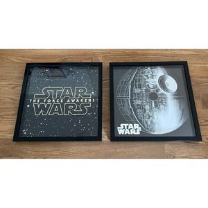 Artissimo Star Wars Framed Wall Art Set 2pc Black Silver Excellent Death Star